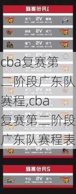 cba复赛第二阶段广东队赛程,cba复赛第二阶段广东队赛程表