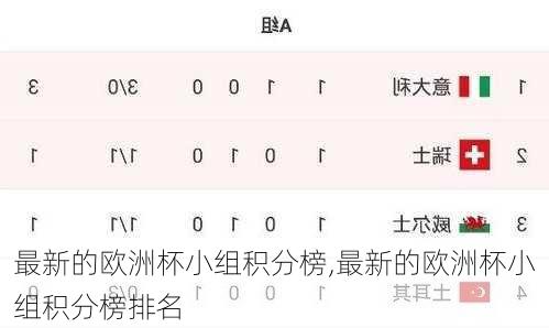 最新的欧洲杯小组积分榜,最新的欧洲杯小组积分榜排名
