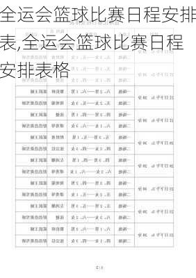 全运会篮球比赛日程安排表,全运会篮球比赛日程安排表格