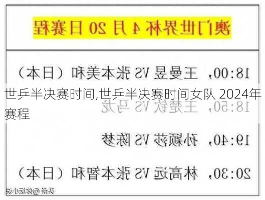 世乒半决赛时间,世乒半决赛时间女队 2024年赛程