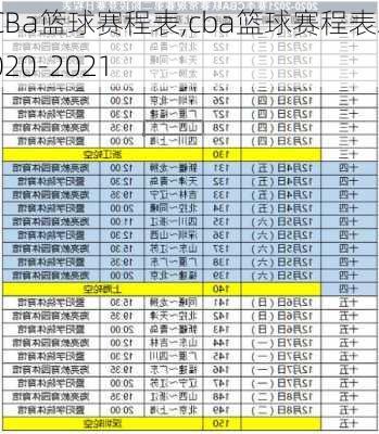 CBa篮球赛程表,cba篮球赛程表2020-2021