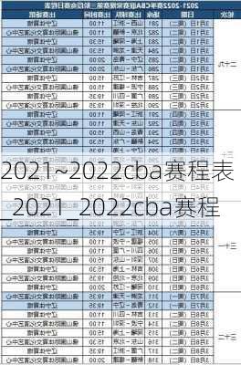 2021~2022cba赛程表_2021_2022cba赛程