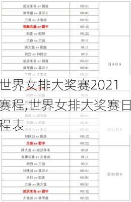 世界女排大奖赛2021赛程,世界女排大奖赛日程表