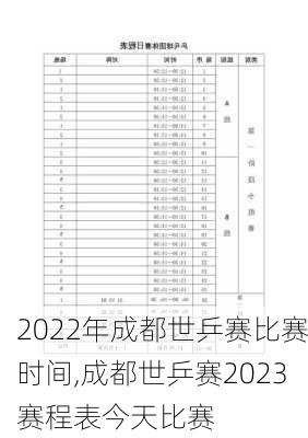 2022年成都世乒赛比赛时间,成都世乒赛2023赛程表今天比赛