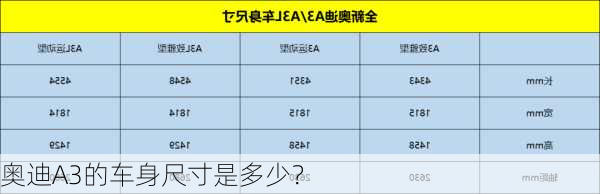 奥迪A3的车身尺寸是多少？