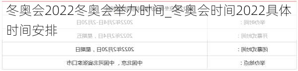 冬奥会2022冬奥会举办时间_冬奥会时间2022具体时间安排