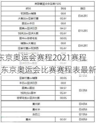 东京奥运会赛程2021赛程_东京奥运会比赛赛程表最新