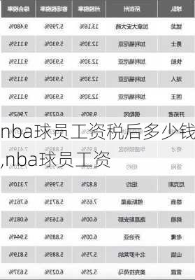 nba球员工资税后多少钱,nba球员工资