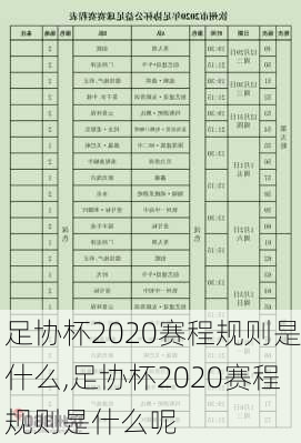 足协杯2020赛程规则是什么,足协杯2020赛程规则是什么呢