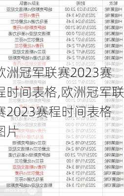 欧洲冠军联赛2023赛程时间表格,欧洲冠军联赛2023赛程时间表格图片