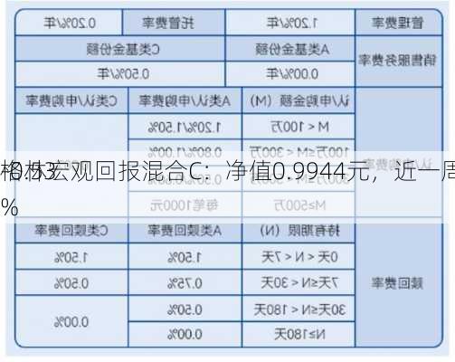 格林宏观回报混合C：净值0.9944元，近一周
-0.53%