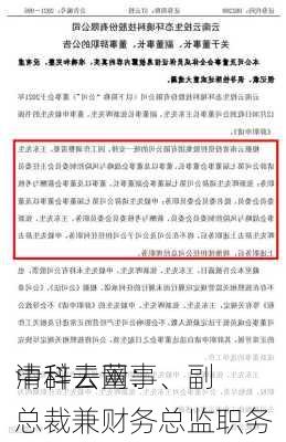 中科云网：
清辞去董事、副总裁兼财务总监职务