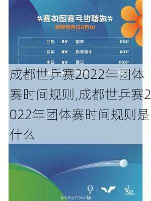 成都世乒赛2022年团体赛时间规则,成都世乒赛2022年团体赛时间规则是什么