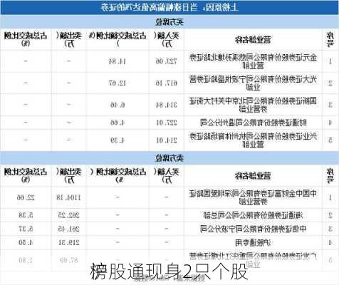 沪股通现身2只个股
榜