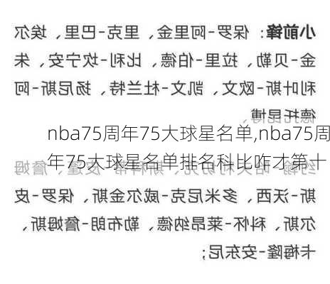 nba75周年75大球星名单,nba75周年75大球星名单排名科比咋才第十