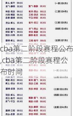 cba第二阶段赛程公布,cba第二阶段赛程公布时间