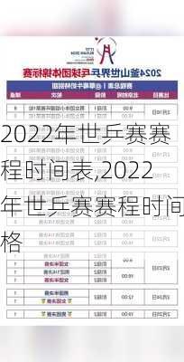 2022年世乒赛赛程时间表,2022年世乒赛赛程时间表格