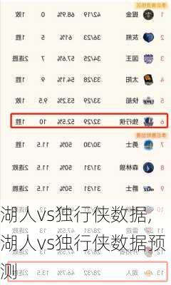 湖人vs独行侠数据,湖人vs独行侠数据预测