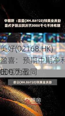 
美好(02168.HK)盈喜：预期中期净利不少于5000万元 同
扭亏为盈