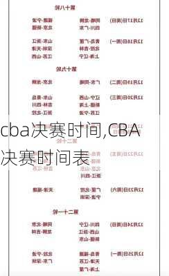 cba决赛时间,CBA决赛时间表