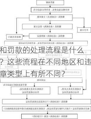 
和罚款的处理流程是什么？这些流程在不同地区和违章类型上有所不同？