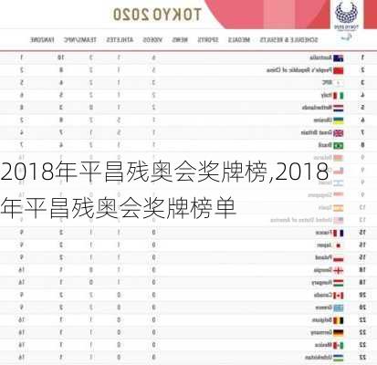 2018年平昌残奥会奖牌榜,2018年平昌残奥会奖牌榜单