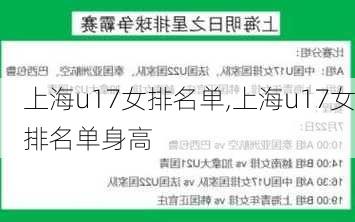 上海u17女排名单,上海u17女排名单身高