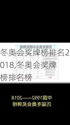 冬奥会奖牌榜排名2018,冬奥会奖牌榜排名榜