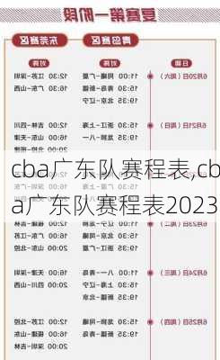 cba广东队赛程表,cba广东队赛程表2023