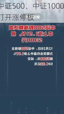 快讯：中证500、中证1000
期货主力合约打开涨停板