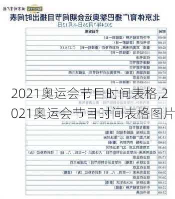 2021奥运会节目时间表格,2021奥运会节目时间表格图片