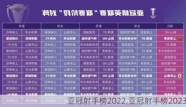 亚冠射手榜2022,亚冠射手榜2023